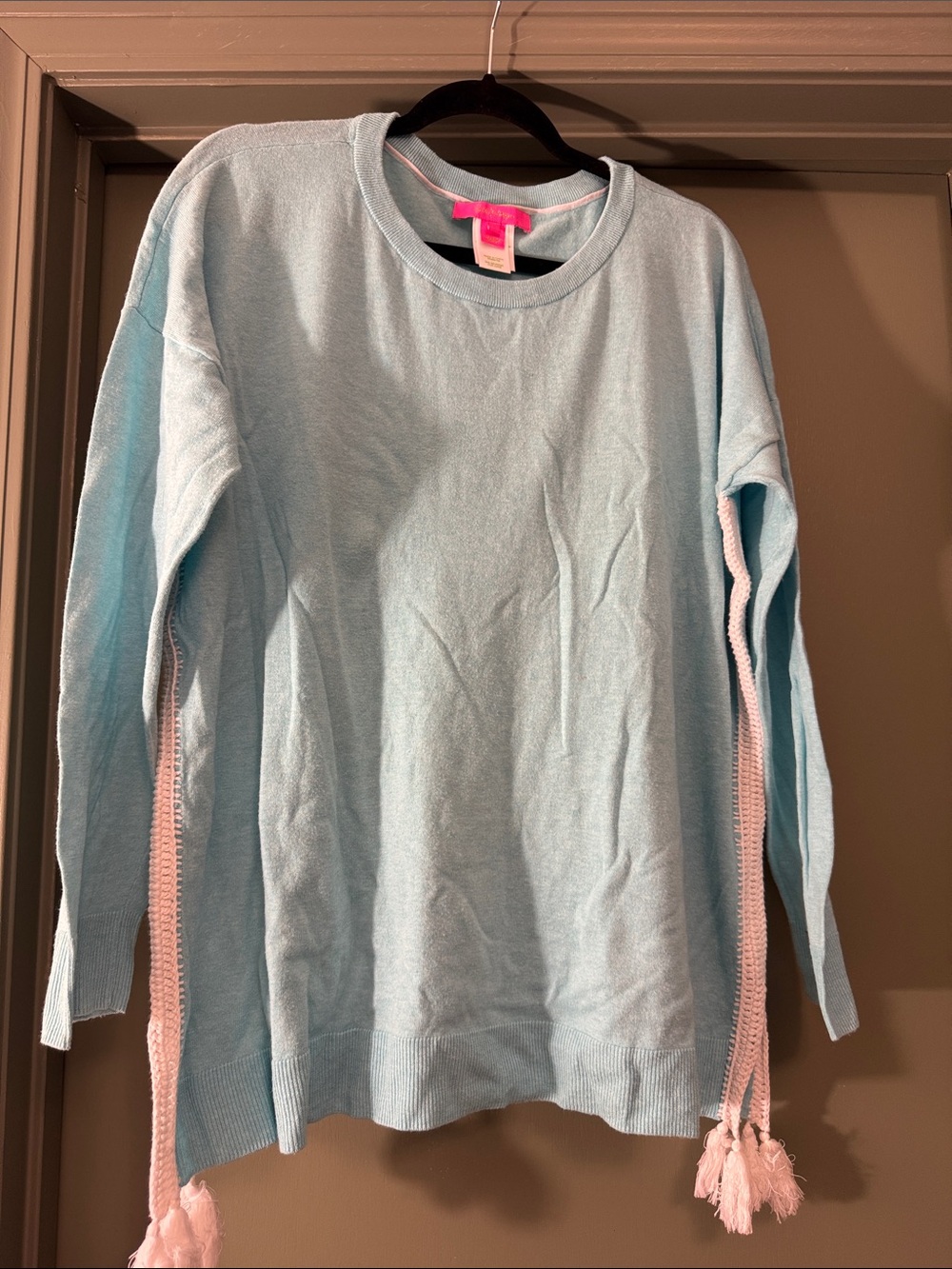 Lilly Pulitzer Light Blue Sweater withTassel Trim